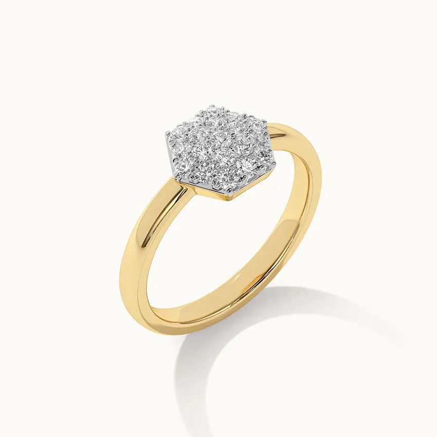 Hexagon Cluster Diamond Ring