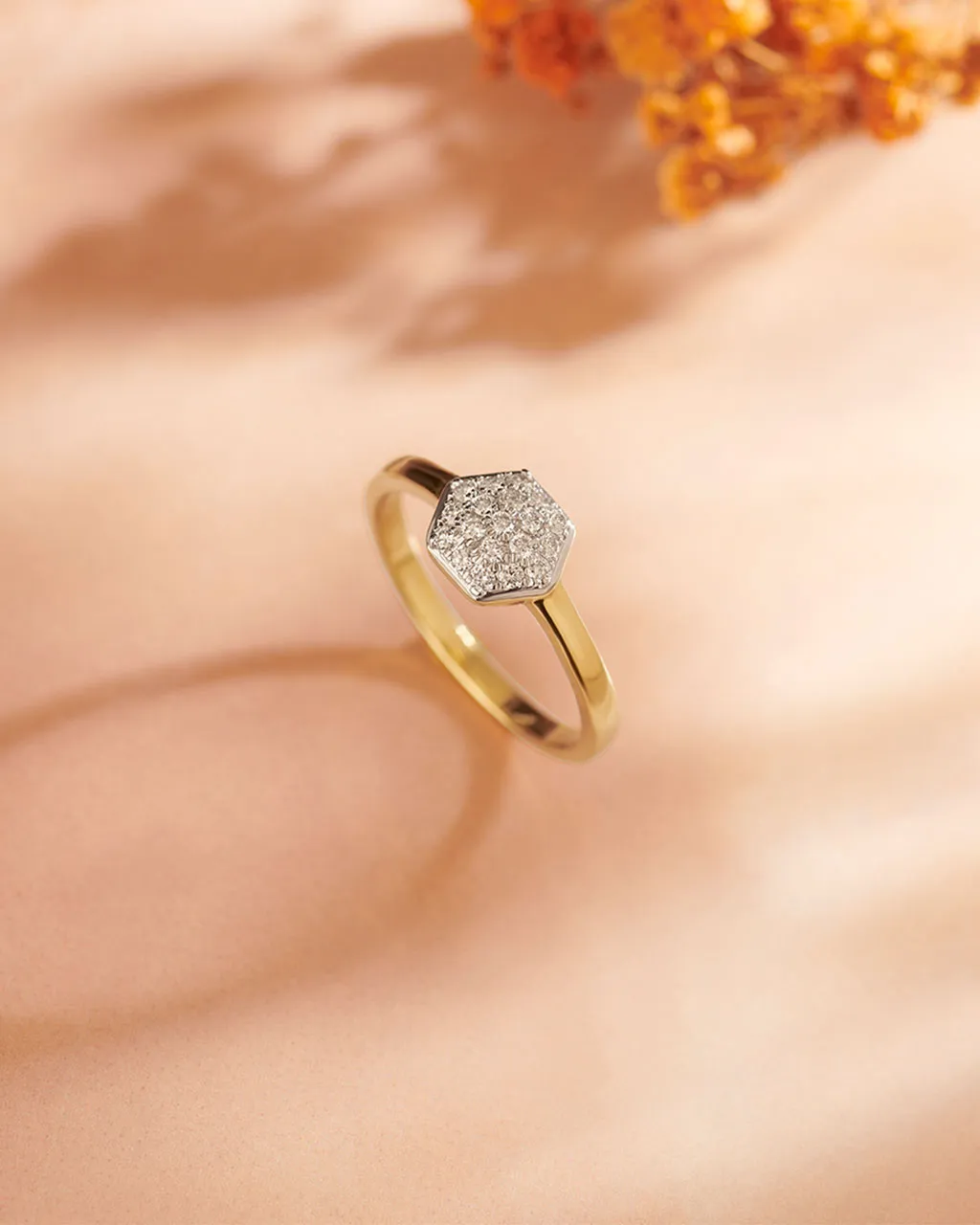 Hexagon Cluster Diamond Ring