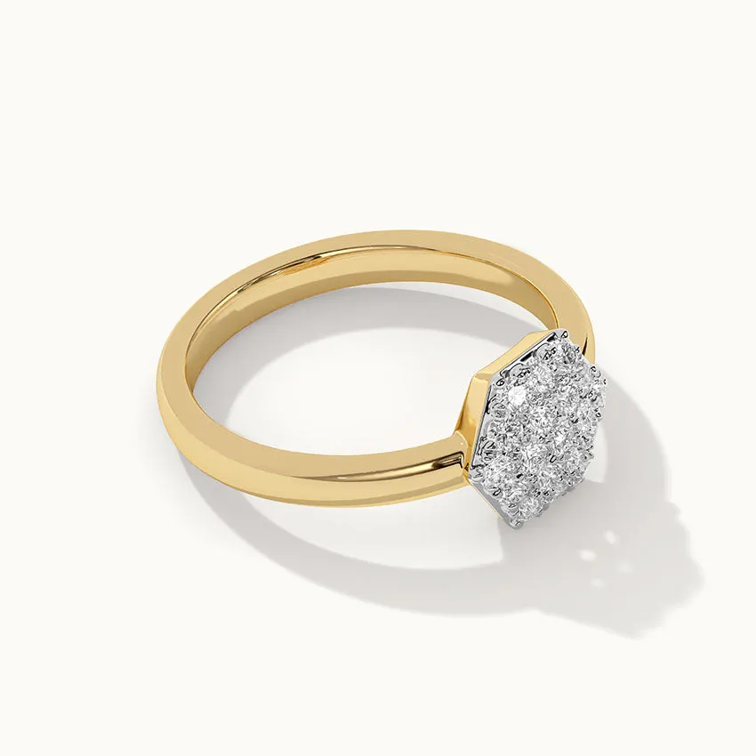 Hexagon Cluster Diamond Ring