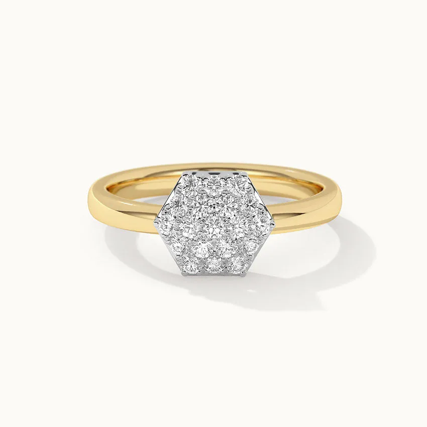 Hexagon Cluster Diamond Ring