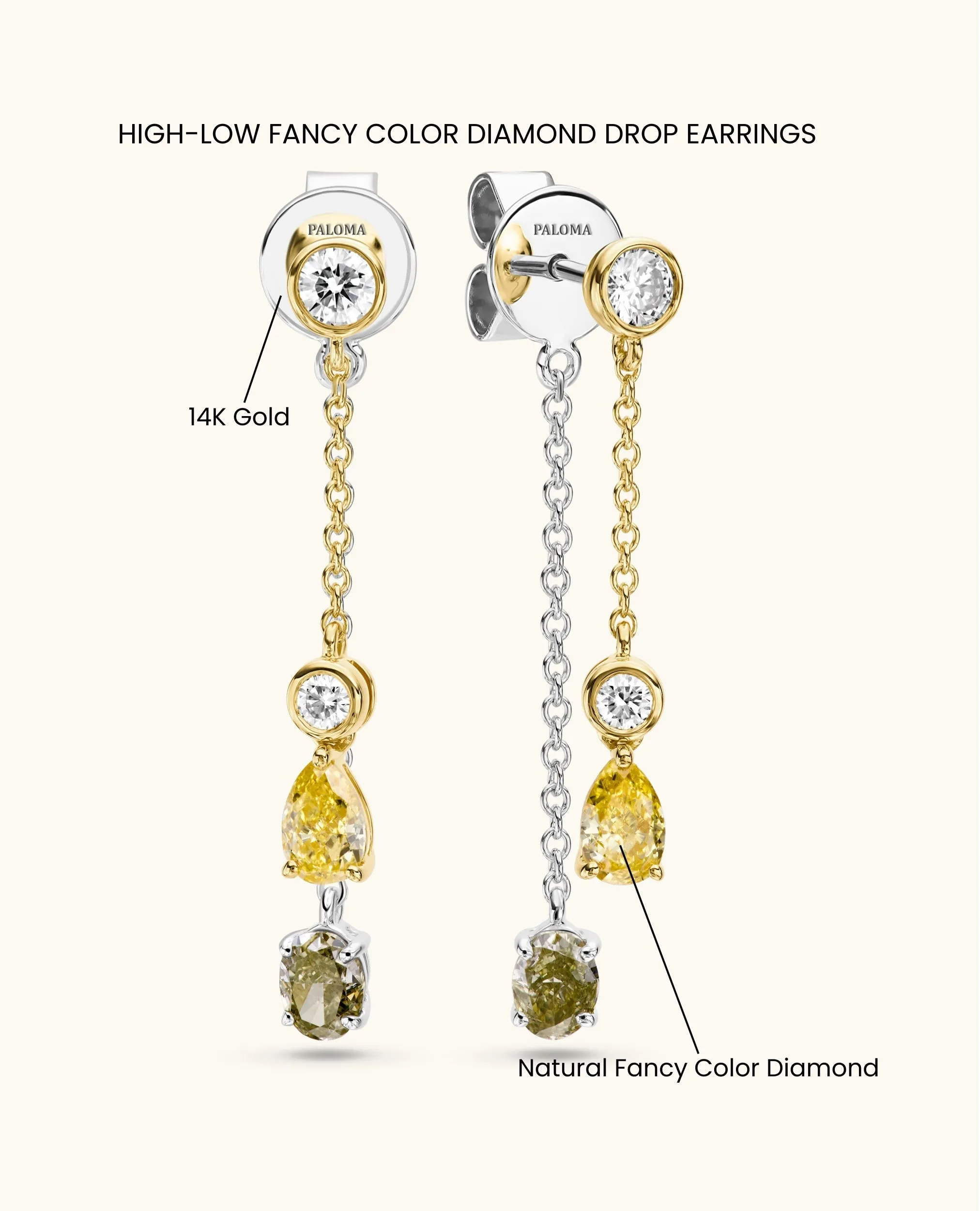 High-low Diamond Drop Earrings