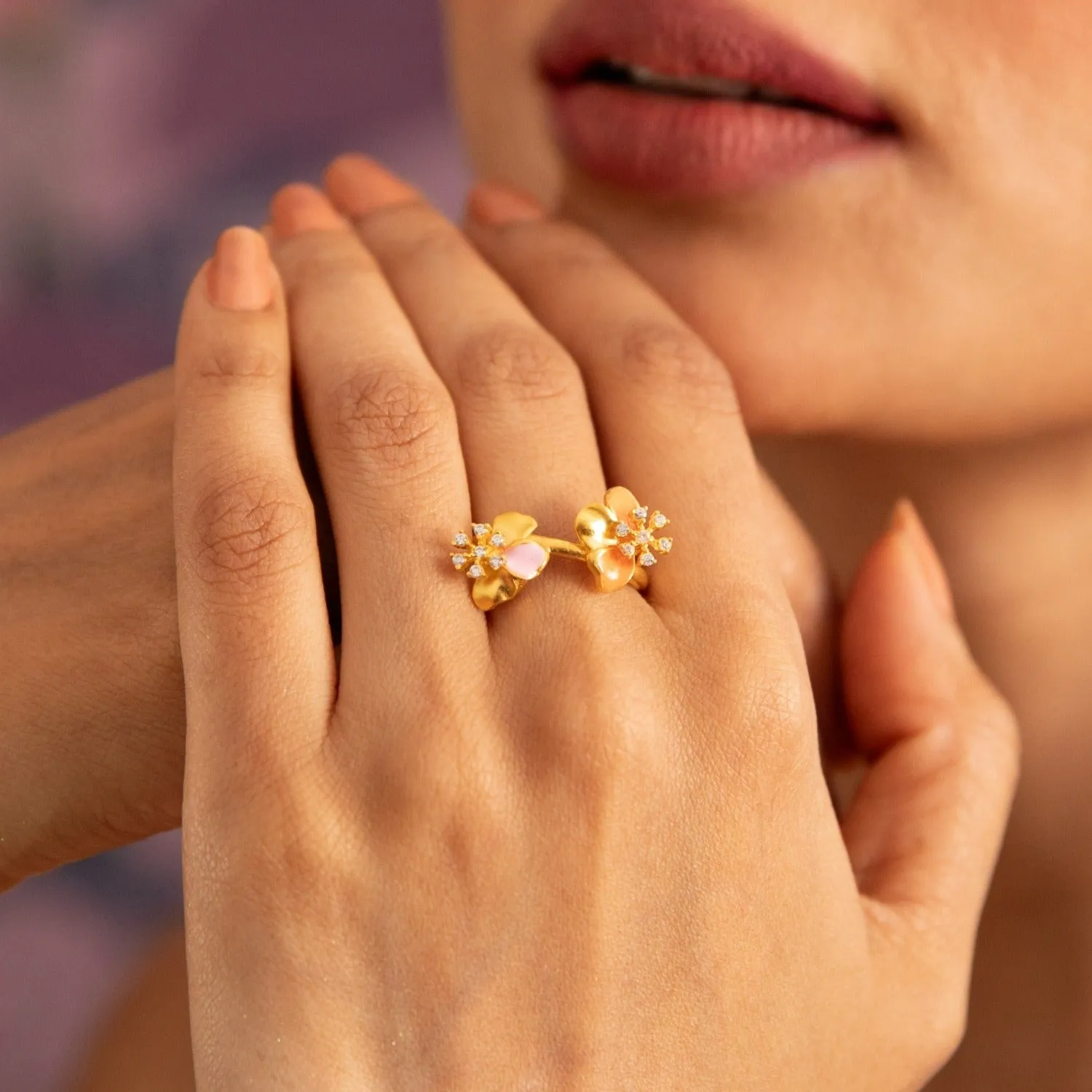 Jalaja Delicate Floral Finger Ring