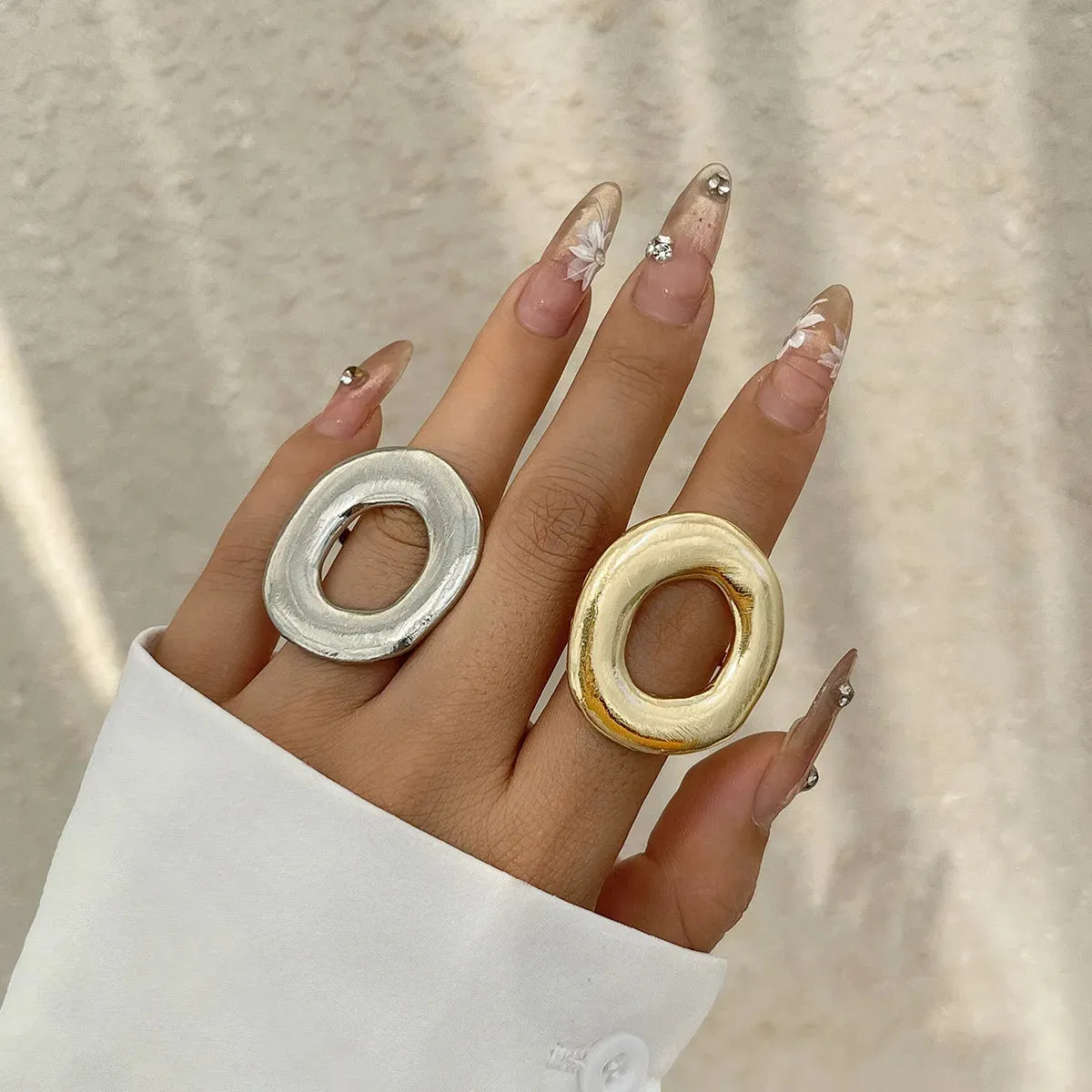 JC - DIEZI Hip Hop Punk Irregular Metal Rings For Women Men Fashion Geometric Gold Silver Color Knuckle Joint Ring Jewelry 2024 New