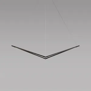 Koncept Inc Z-Bar Pendant Medium Bird, Soft Warm, Matte Black, 49" x 15" x 9.3" ZBP-24-B-SW-MTB-CNP