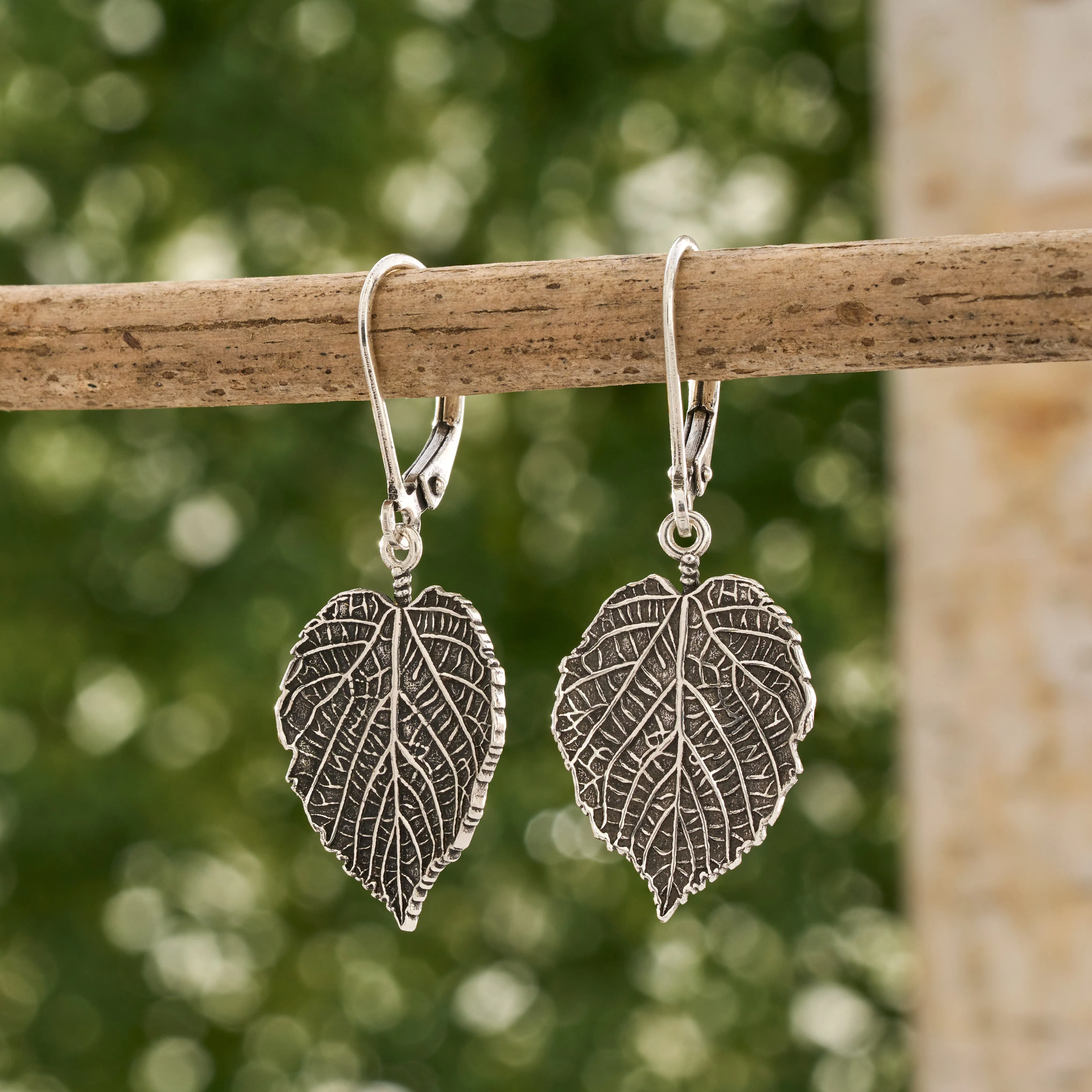 Leverback Vintage Paper Birch Leaf Earrings