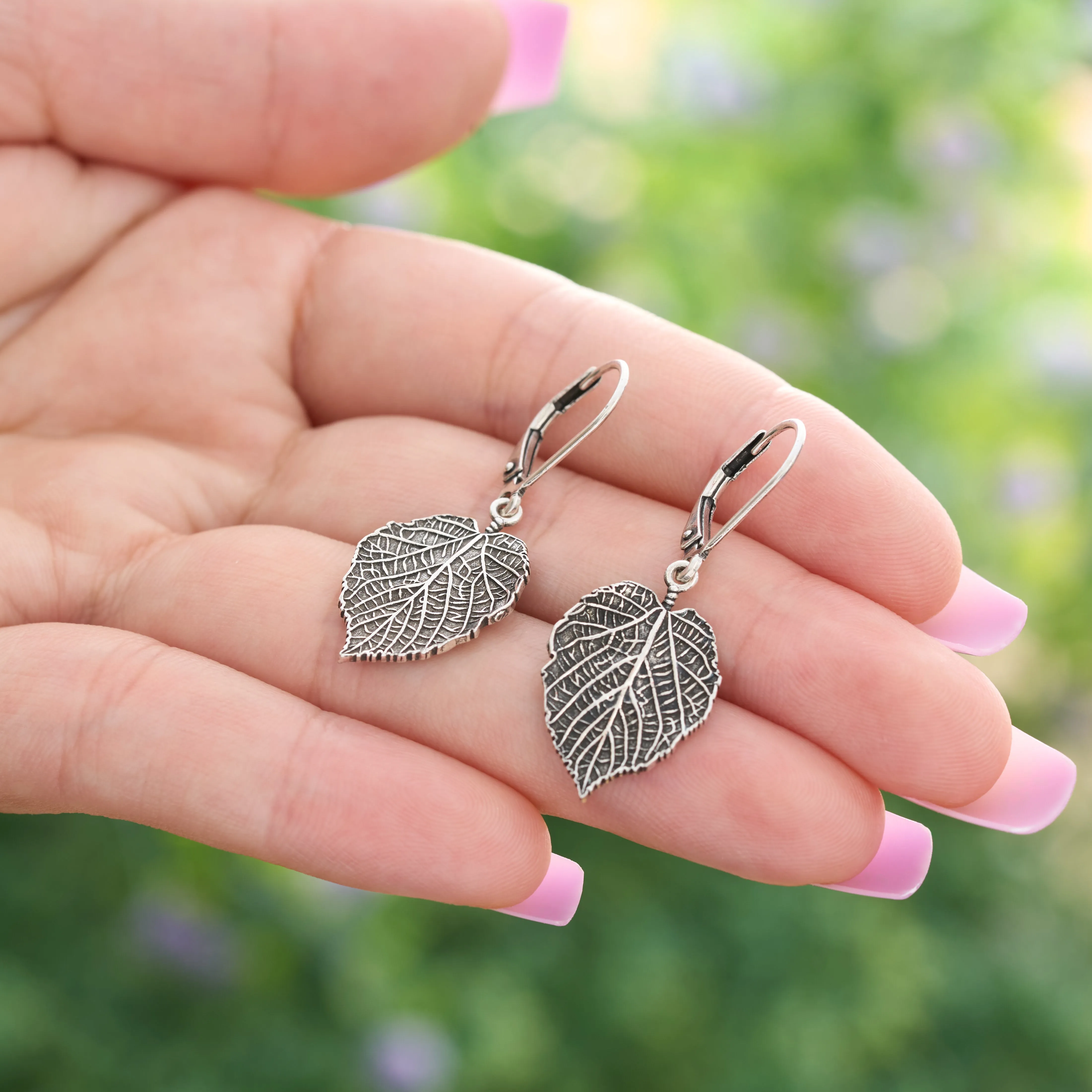 Leverback Vintage Paper Birch Leaf Earrings