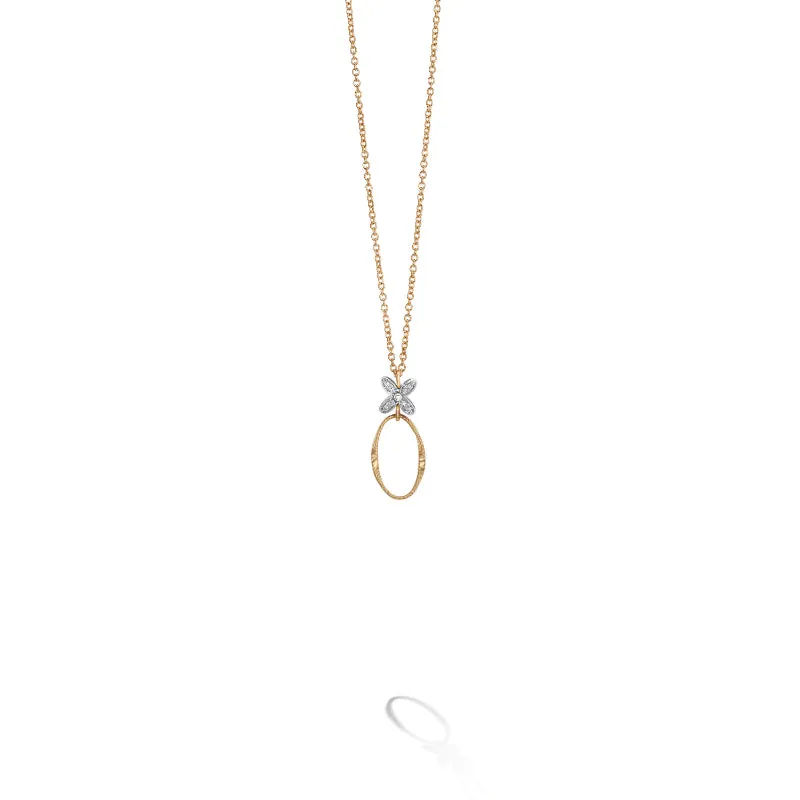 Marco Bicego Marrakech Onde Collection 18K Yellow and White Gold Pendant with Diamond Flowers