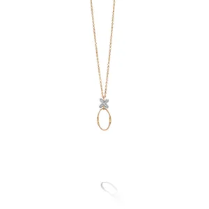 Marco Bicego Marrakech Onde Collection 18K Yellow and White Gold Pendant with Diamond Flowers