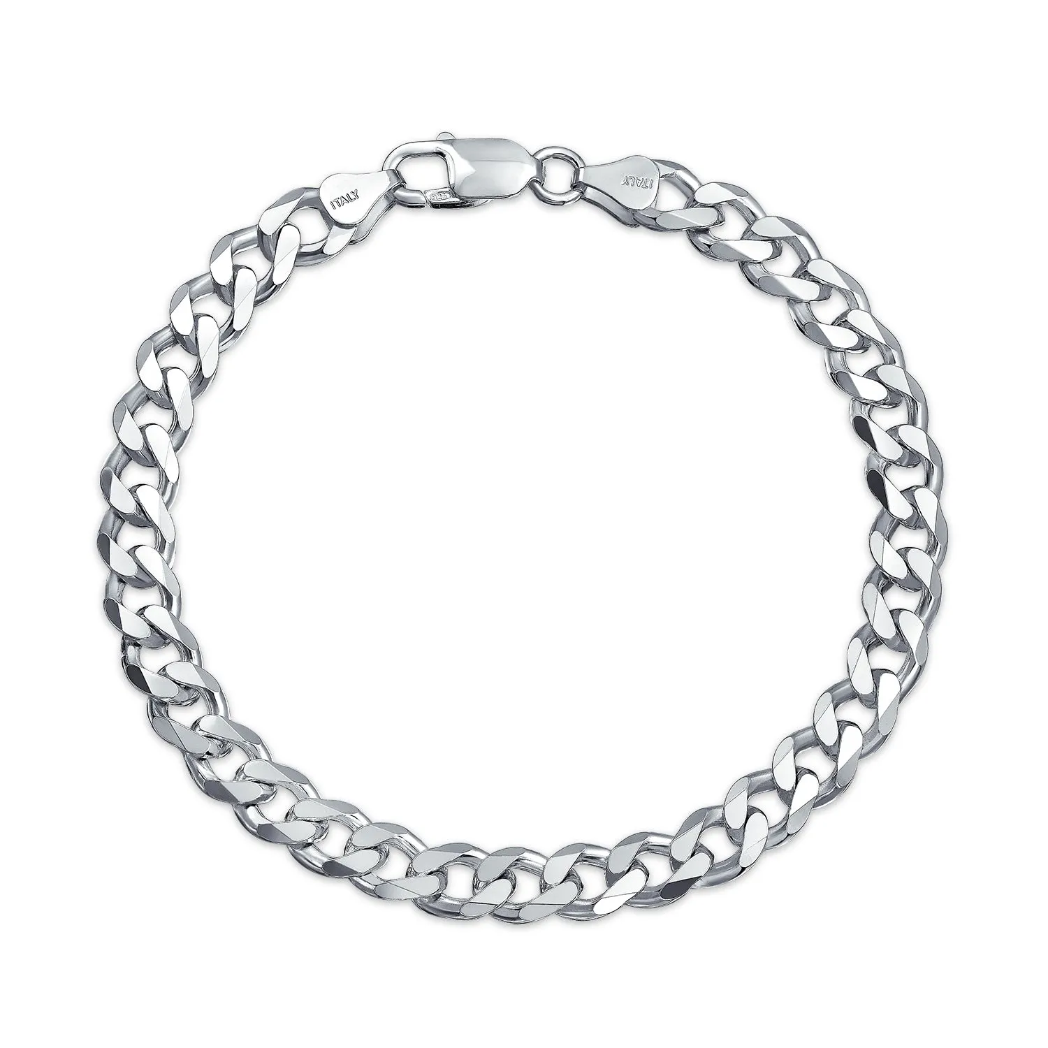 Men's 8MM Solid Sterling Silver Chain Link Bracelet Heavy Miami Cuban 9 Inch