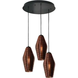 Mila 18 in. 3 Lights Pendant Light Black Finish