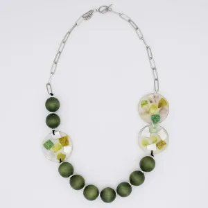 Mixed Media Green Chain Link Necklace