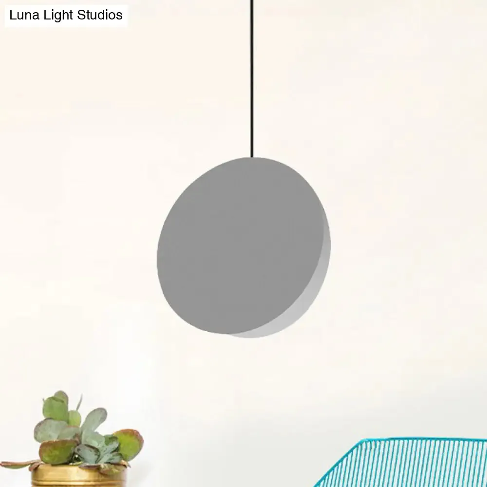 Modern Nordic Style 1-Light Metal Pendant Lamp (8"/12"W) - Black/Grey/White Hanging Ceiling Light