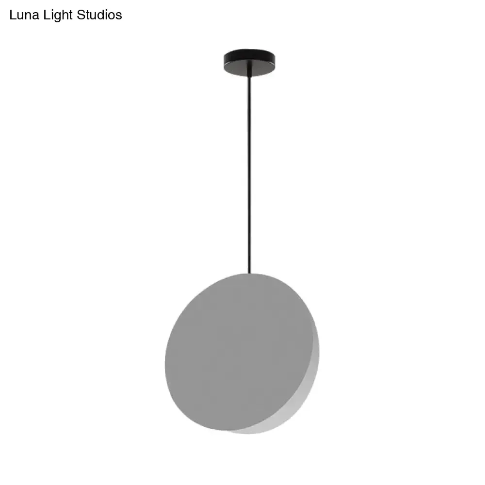 Modern Nordic Style 1-Light Metal Pendant Lamp (8"/12"W) - Black/Grey/White Hanging Ceiling Light