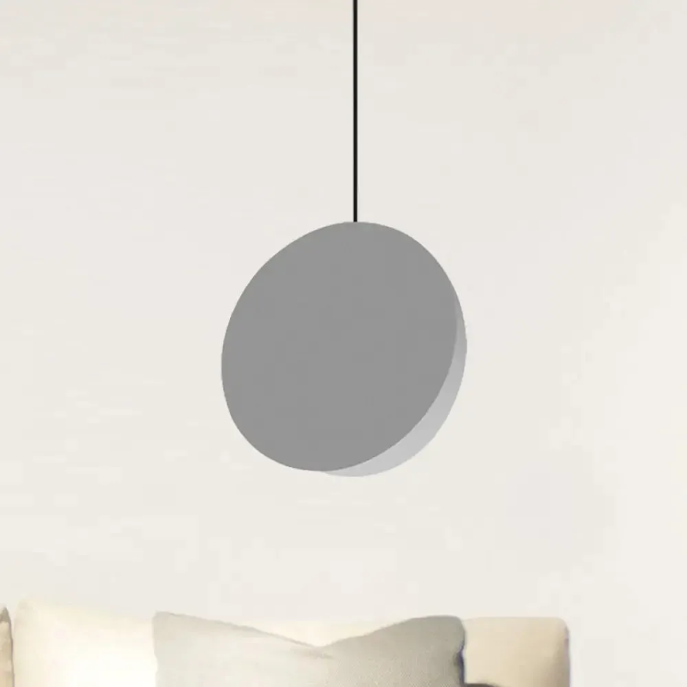 Modern Nordic Style 1-Light Metal Pendant Lamp (8"/12"W) - Black/Grey/White Hanging Ceiling Light