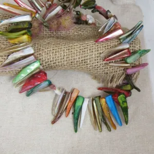 Multi-colored Sea Shell Bib Necklace