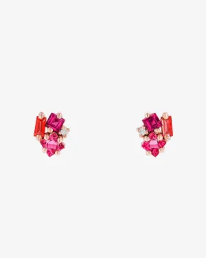 Nadima Red Mix Cluster Studs