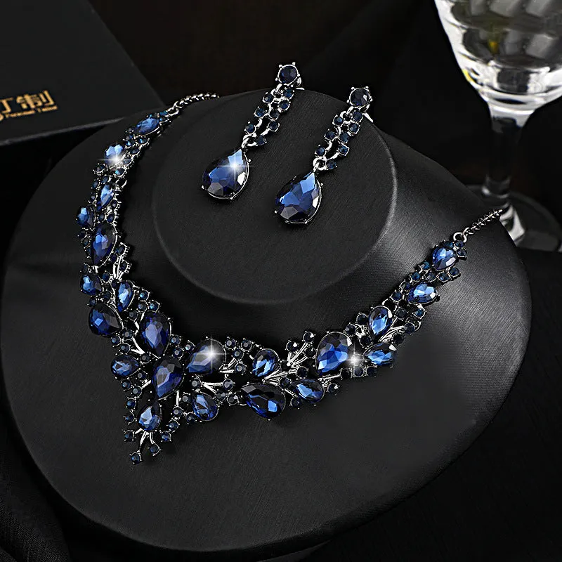 New Stylish and elegant Exquisite Jewelry Sets For Women Wedding Party Accessories Cubic Zircon Stud Earrings & Necklace Gift