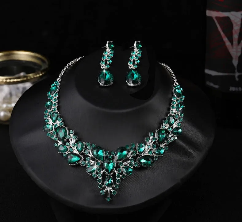 New Stylish and elegant Exquisite Jewelry Sets For Women Wedding Party Accessories Cubic Zircon Stud Earrings & Necklace Gift