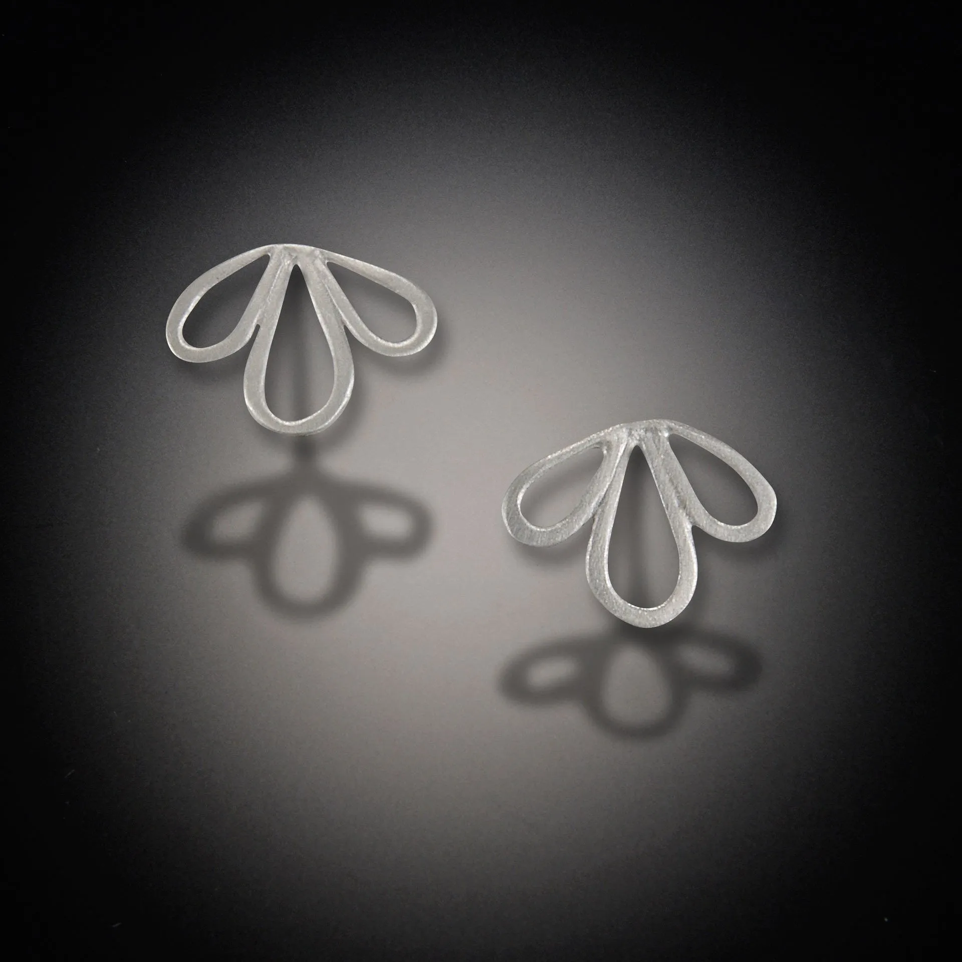 Open Leaf Trio Stud Earrings