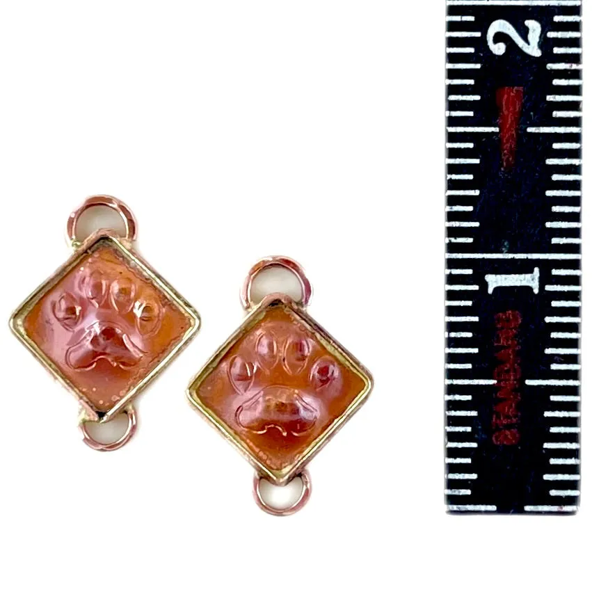 Pair of Paw Earring Components for Copper Dangle Earrings