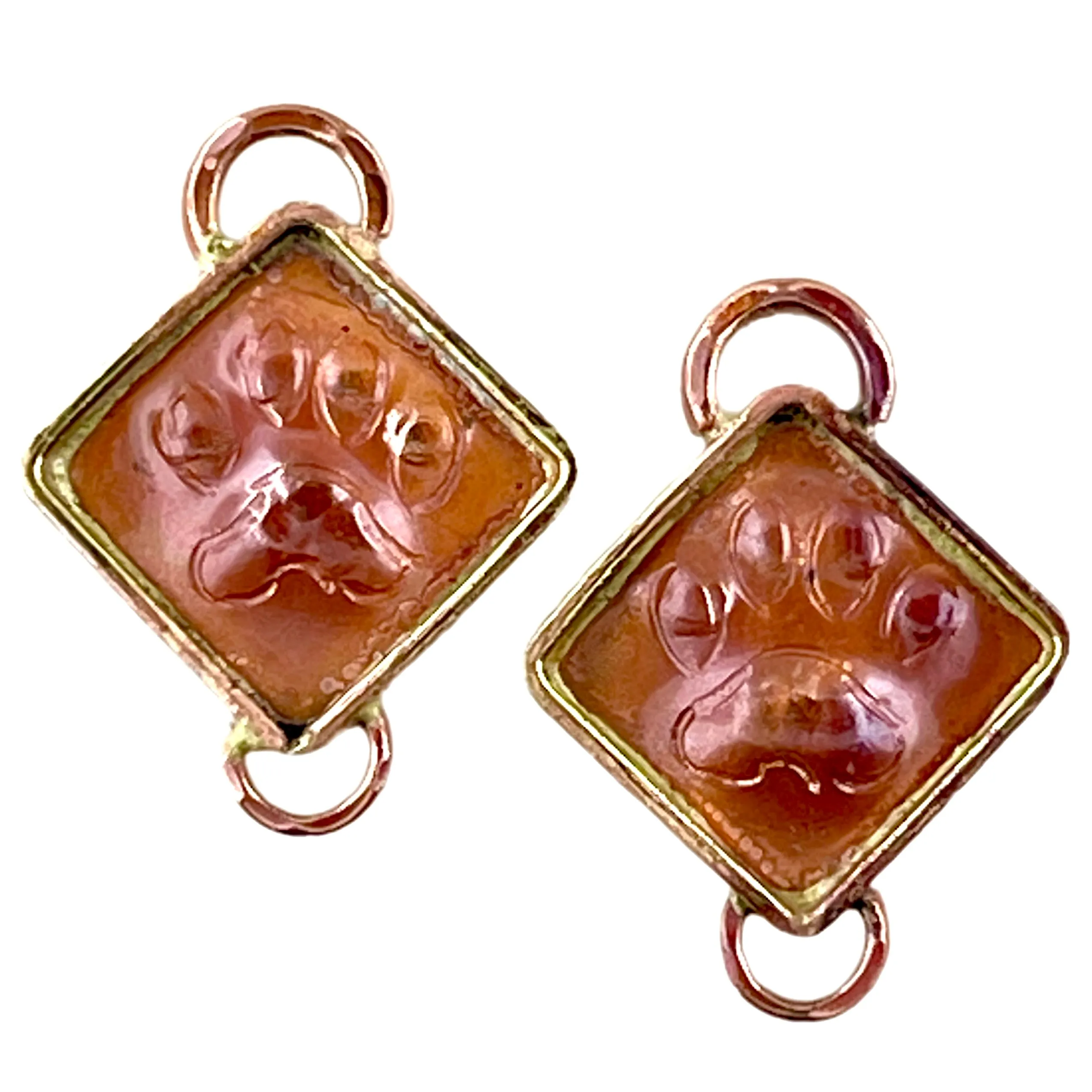 Pair of Paw Earring Components for Copper Dangle Earrings