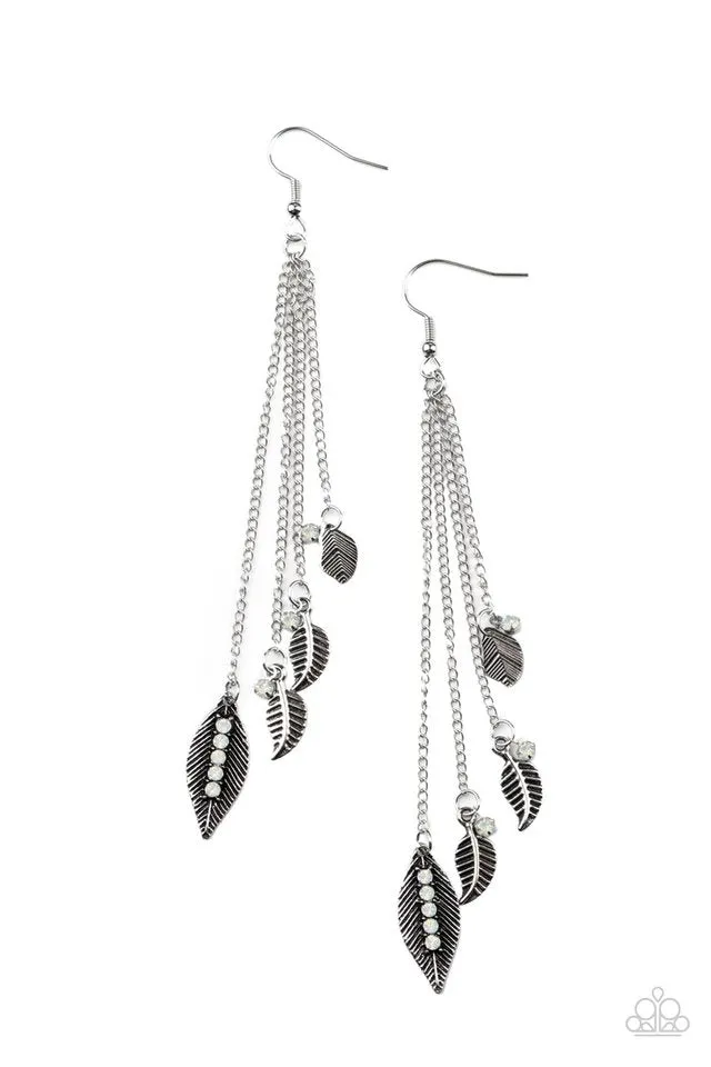 Paparazzi Earring ~ Chiming Leaflets - White