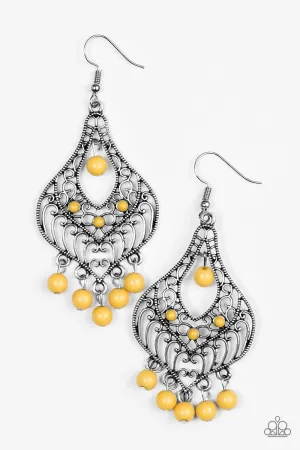 Paparazzi Earring ~ Elegant Enchantment - Yellow