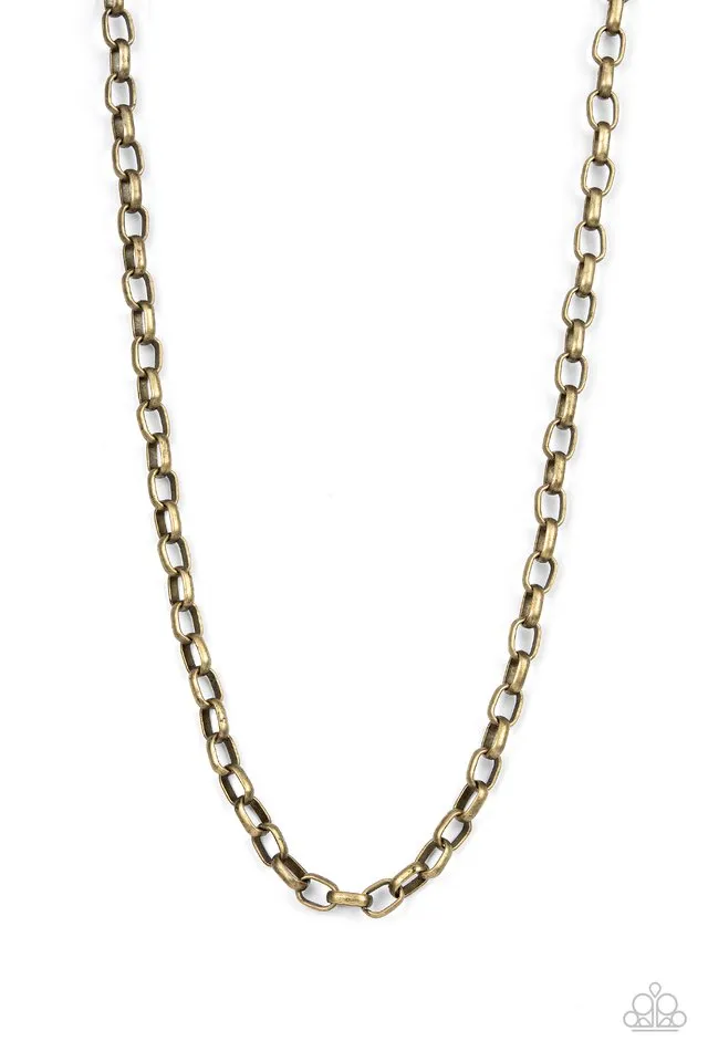 Paparazzi Necklace ~ Gridiron Rumble - Brass