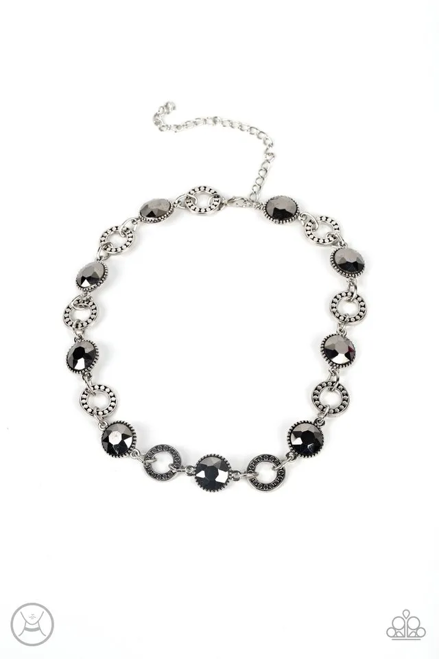 Paparazzi Necklace ~ Rhinestone Rollout - Silver