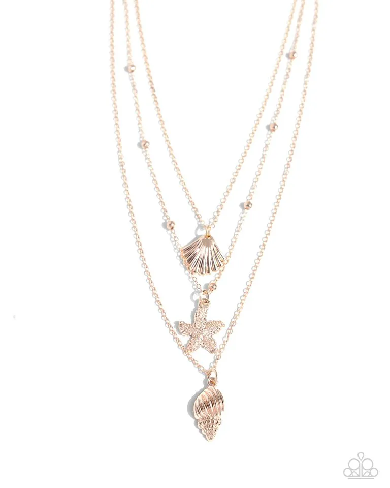 Paparazzi Necklace ~ Seashell Sonata - Rose Gold