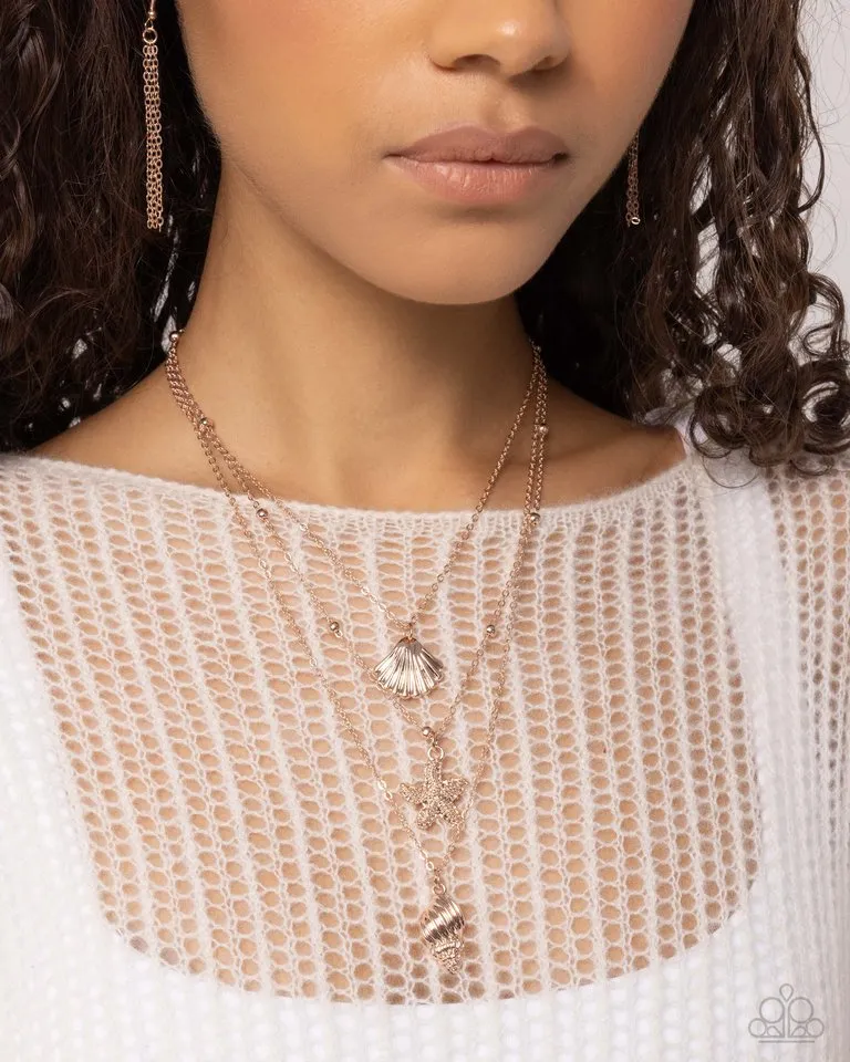 Paparazzi Necklace ~ Seashell Sonata - Rose Gold