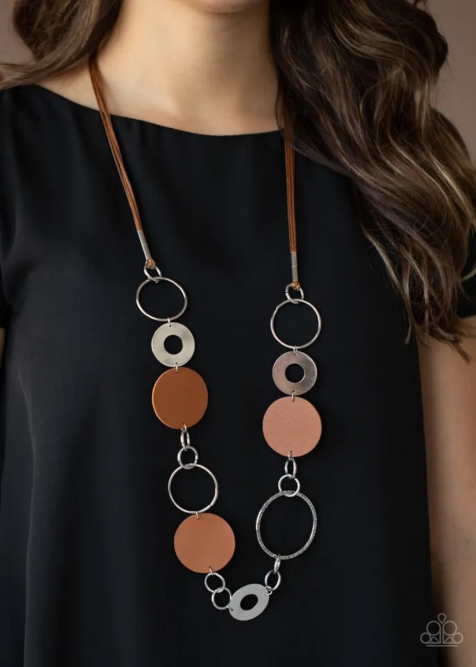 Paparazzi Necklace ~ Sooner or LEATHER - Brown