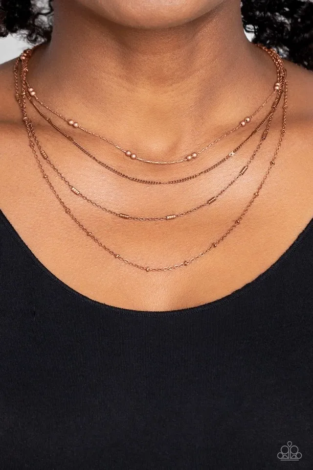 Paparazzi Necklace ~ Studded Shimmer - Copper