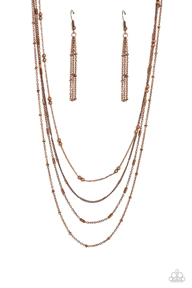 Paparazzi Necklace ~ Studded Shimmer - Copper