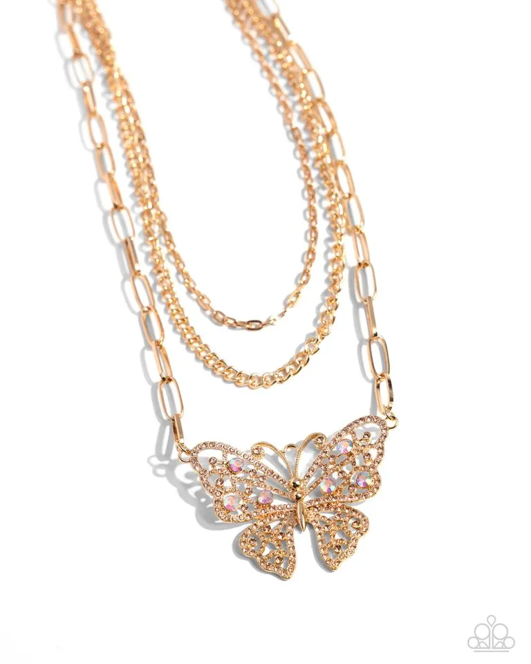 Paparazzi Necklace ~ Winged Wonder - Gold