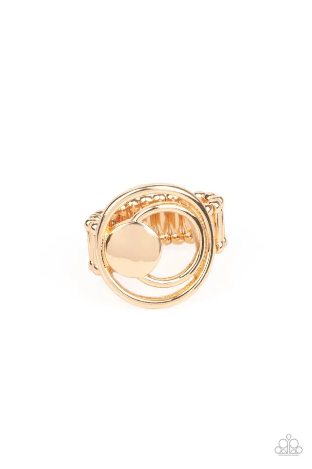 Paparazzi Ring ~ Edgy Eclipse - Gold