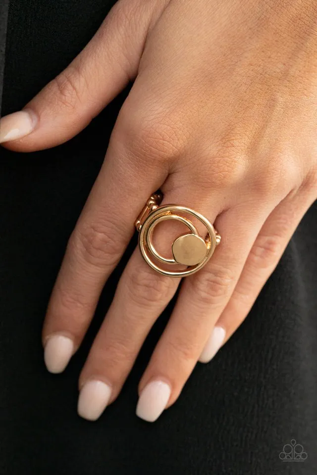 Paparazzi Ring ~ Edgy Eclipse - Gold