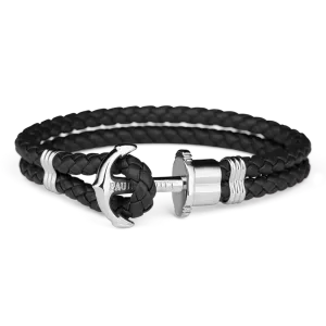 Paul Hewitt Phrep Leather Black / Silver Bracelet - S