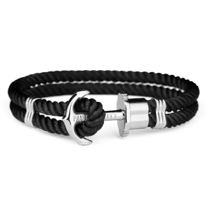 Paul Hewitt Phrep Nylon Silver / Black Bracelet - M