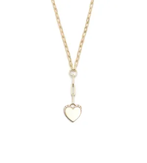 Pave Diamond Engravable Heart : Refined Clip Extension Necklace