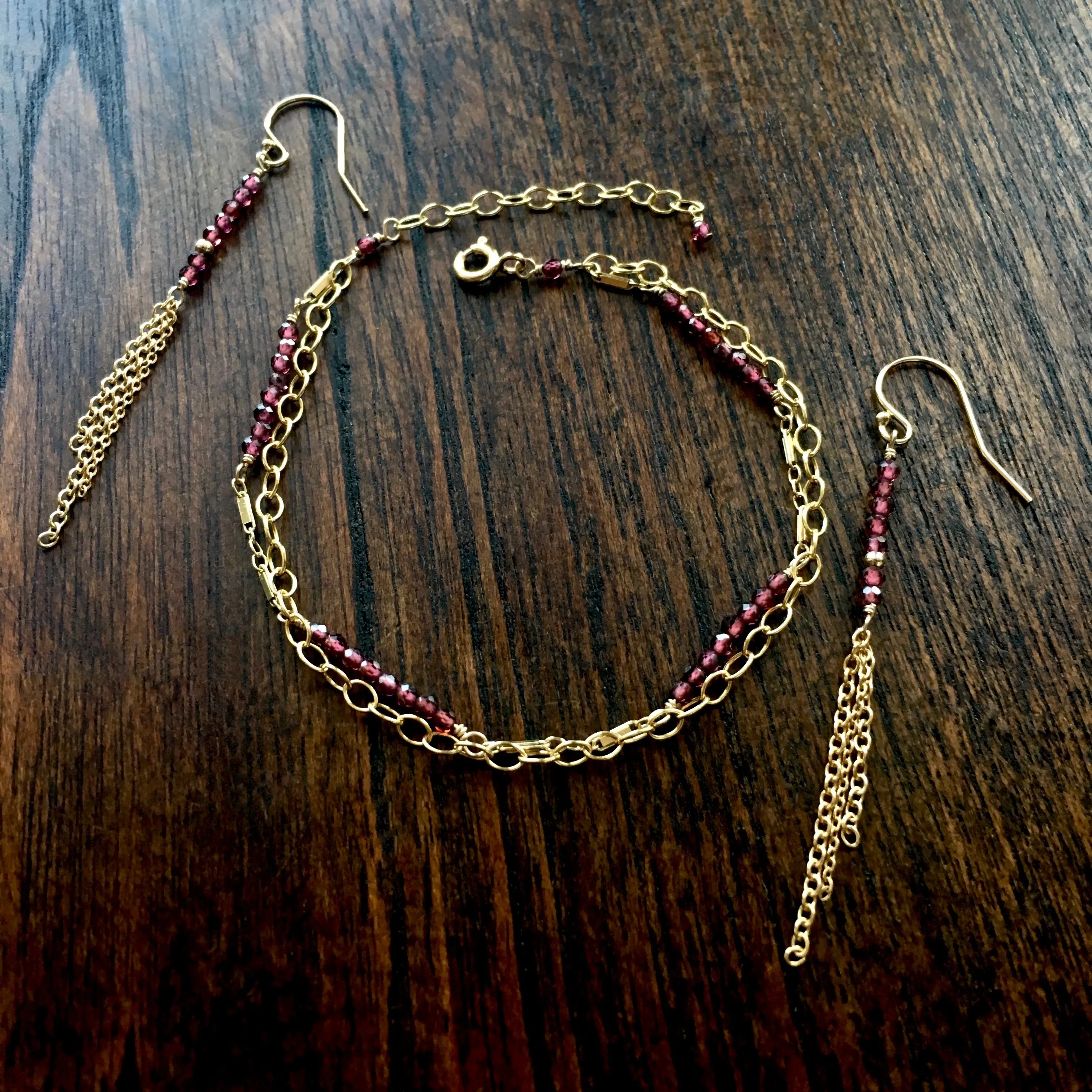 Piper - Rhodolite Garnet, 14k Gold Filled Bracelet