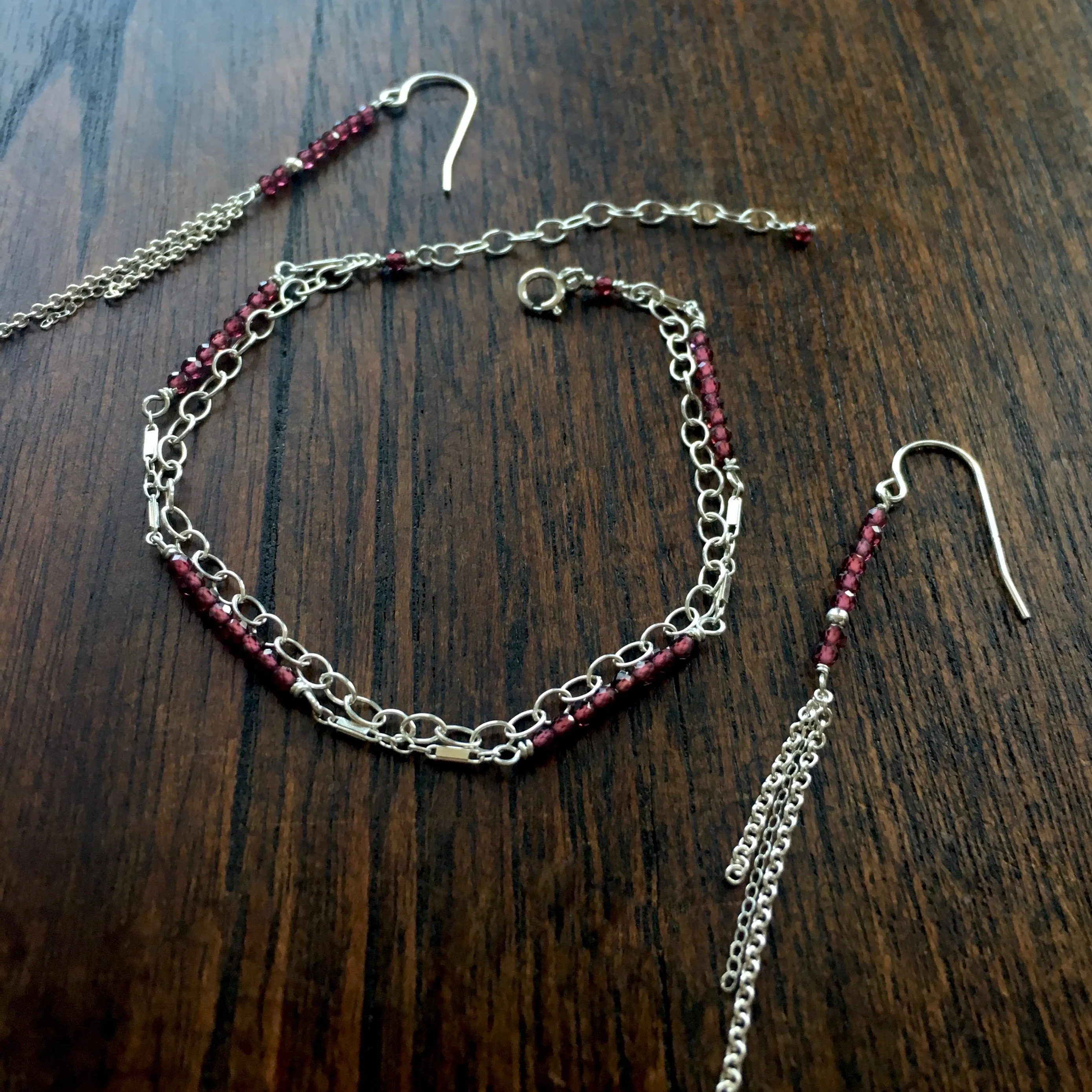 Piper - Rhodolite Garnet, Sterling Silver Bracelet