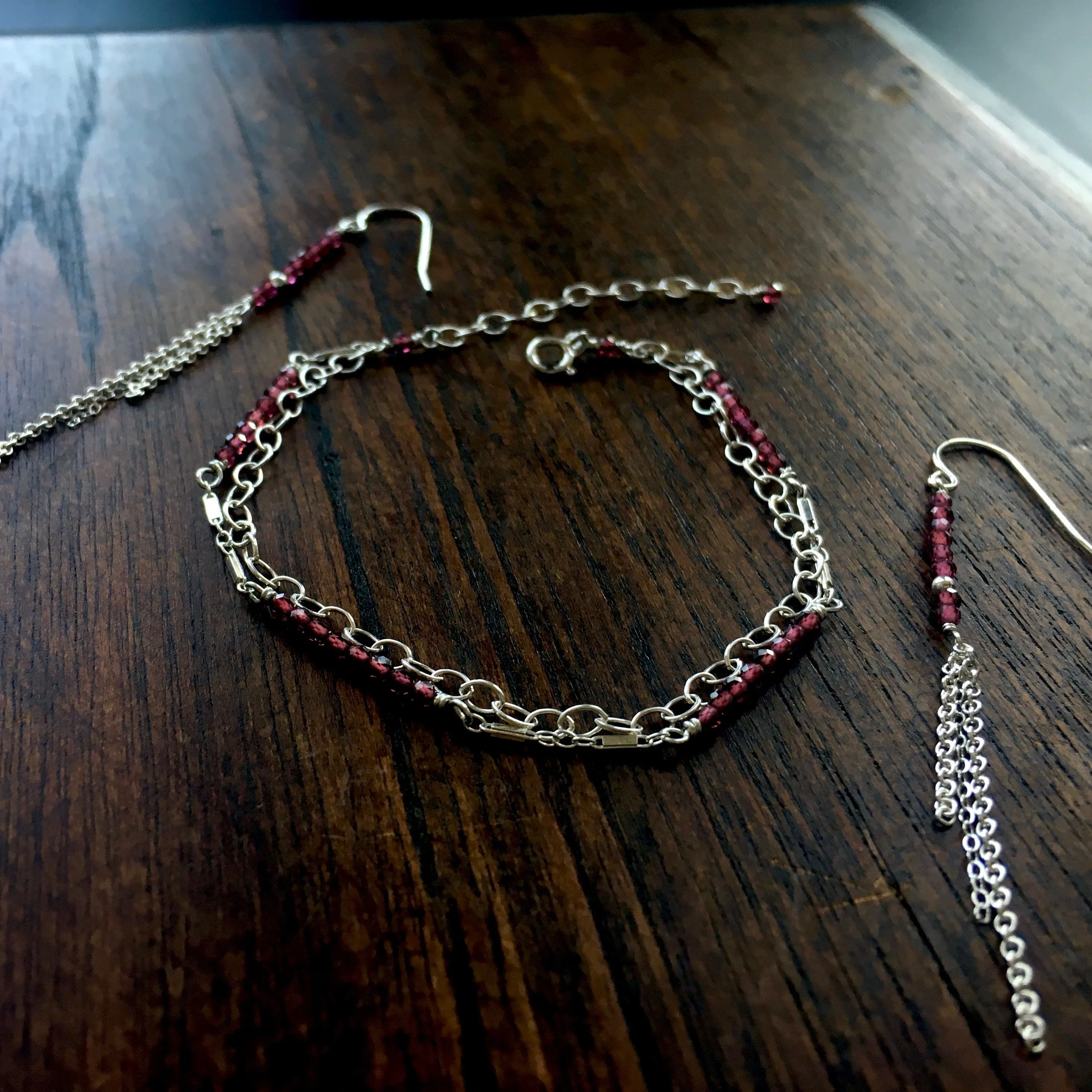 Piper - Rhodolite Garnet, Sterling Silver Bracelet