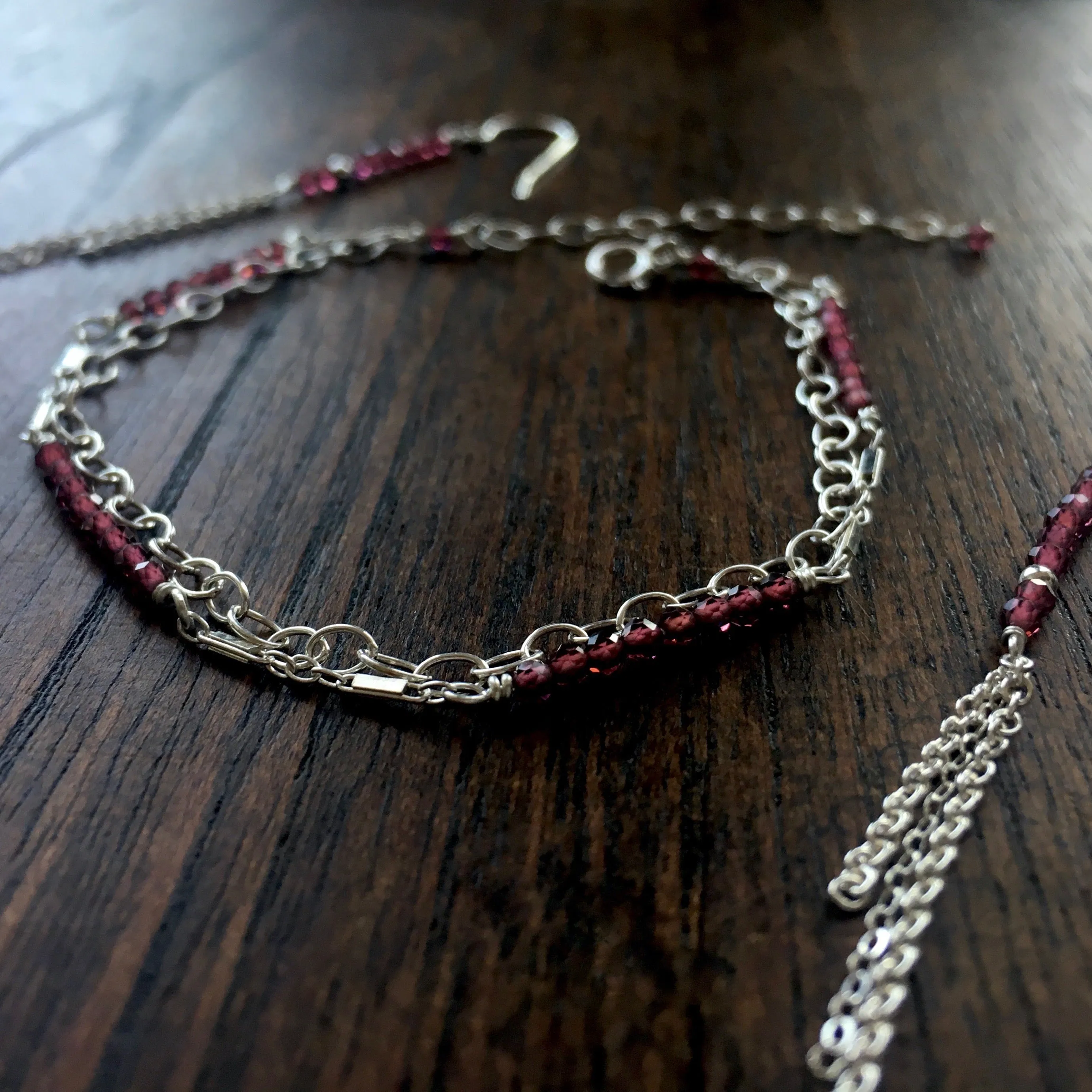 Piper - Rhodolite Garnet, Sterling Silver Bracelet