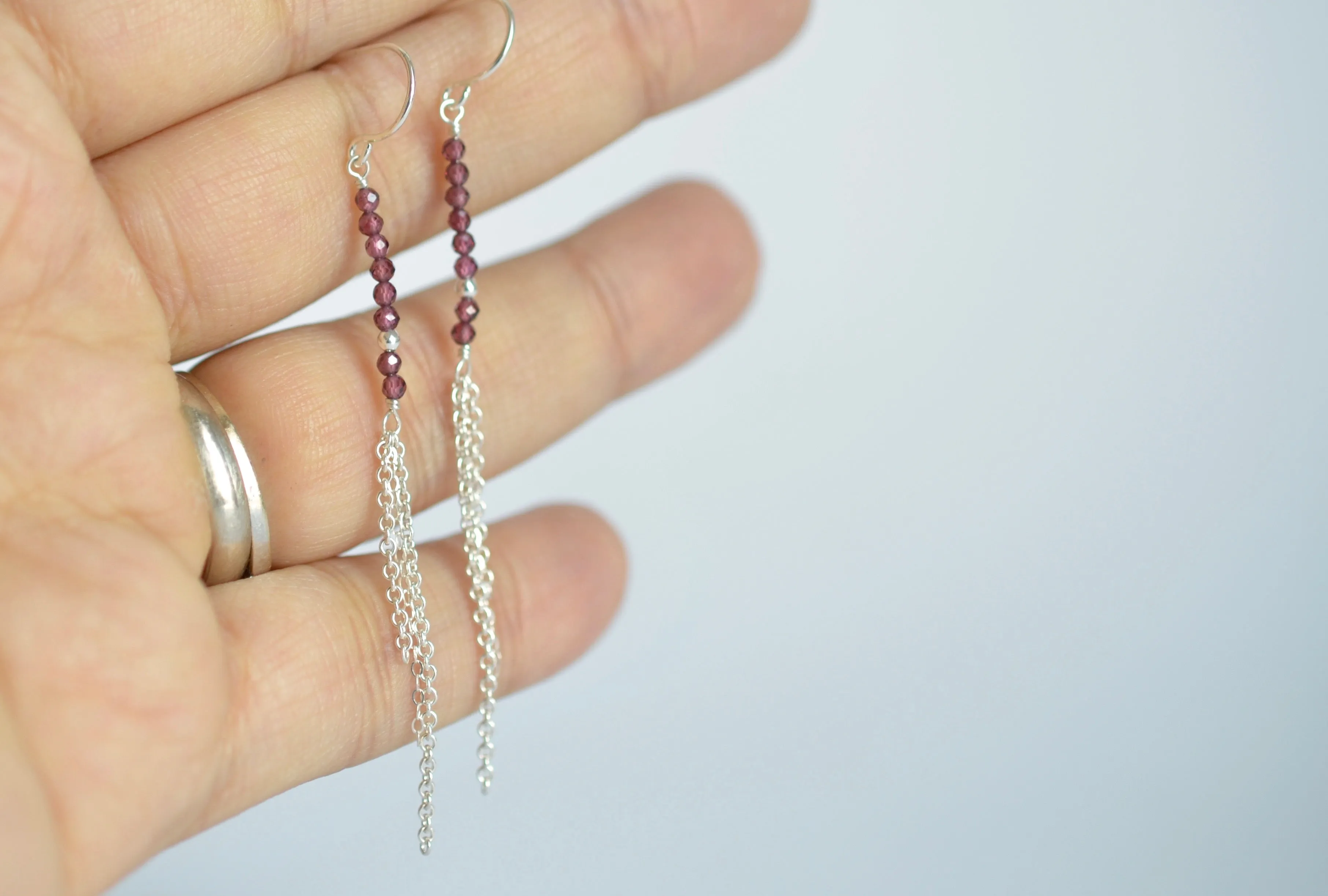 Piper - Rhodolite Garnet, Sterling Silver Earrings