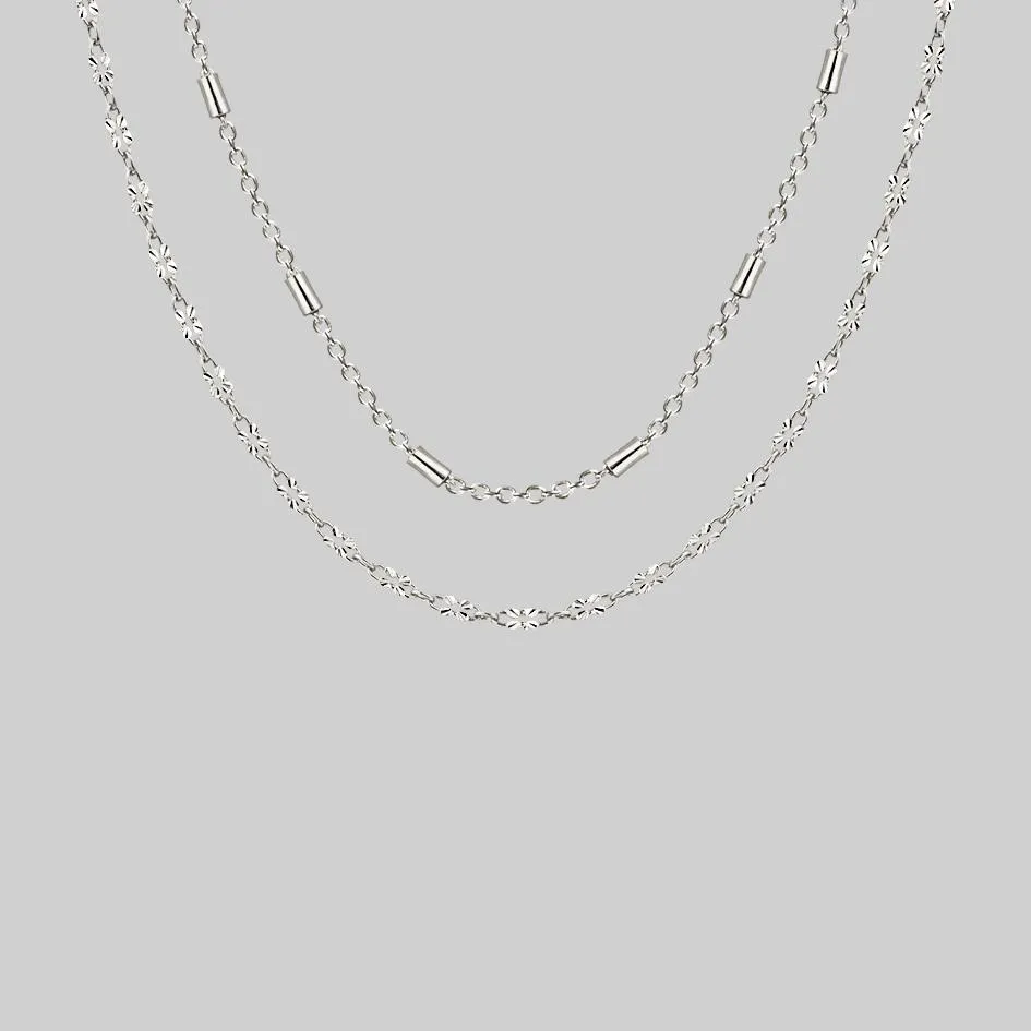 PURITY. Delicate Double Chain Necklace - Silver