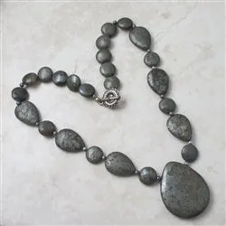 Pyrite Necklace with Teardrop Pendant