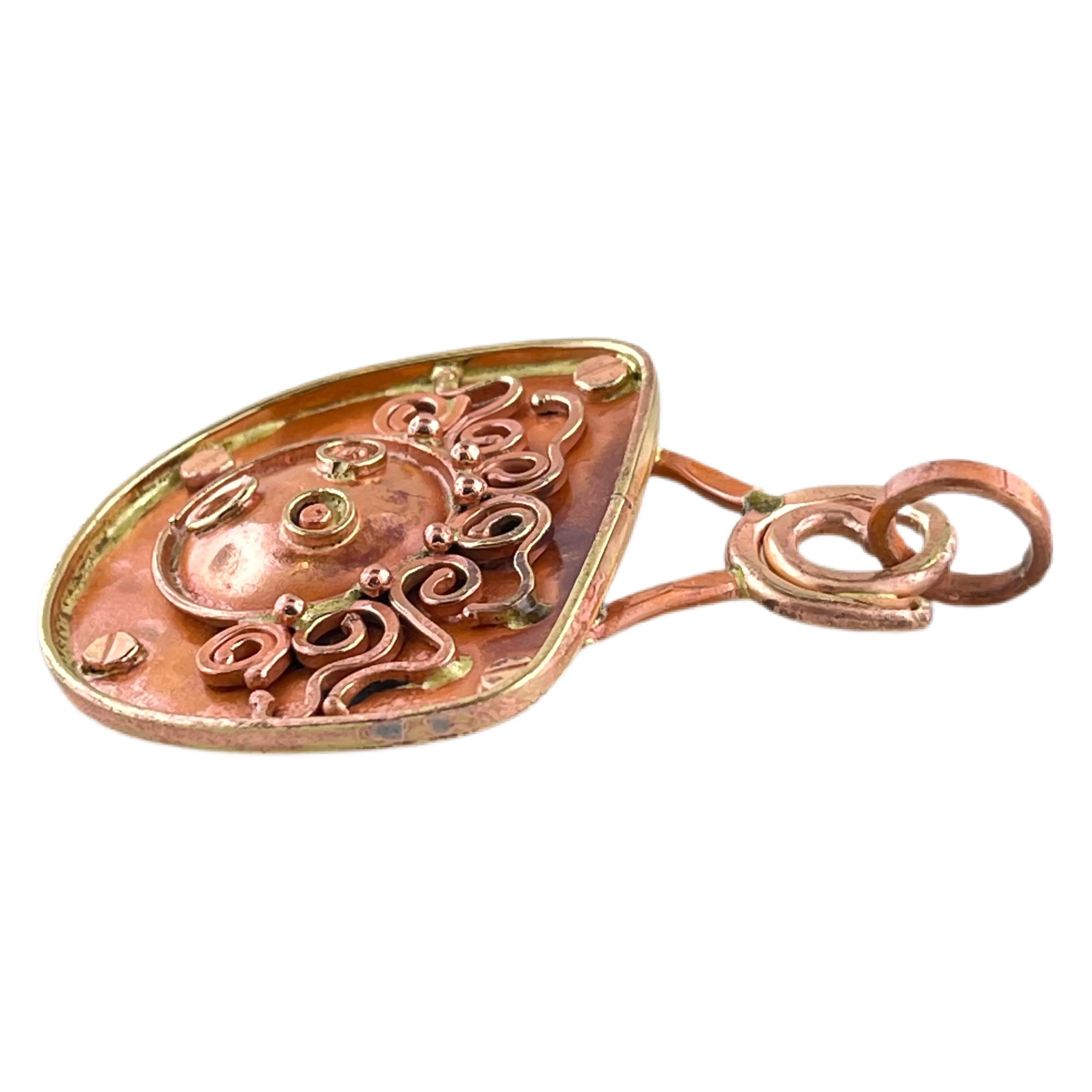 Reversible Copper "Crazy Haired Lady", Reverse Side: "LOVE" Pendant