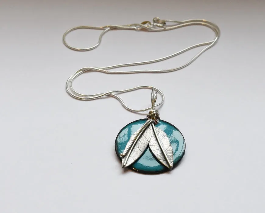 Round Enamel Pendant (Teal) JM15