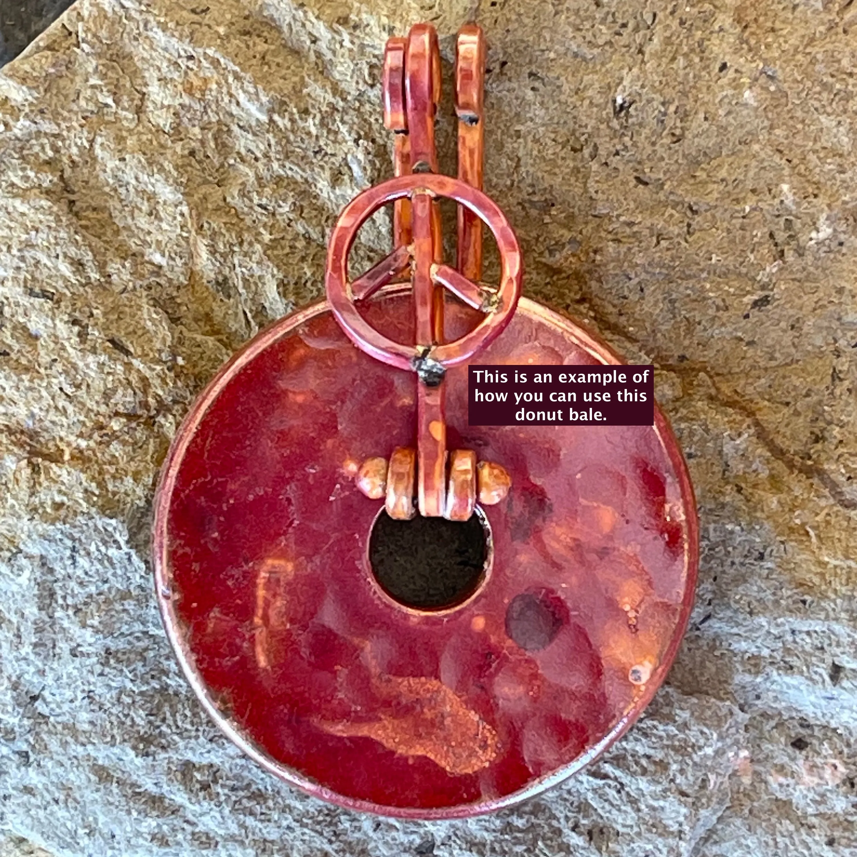 Rustic Copper Peace Symbol Bail for Necklaces